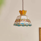 Pendant Light | Stained Glass Floral & Metal Frame