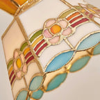 Pendant Light | Stained Glass Floral & Metal Frame