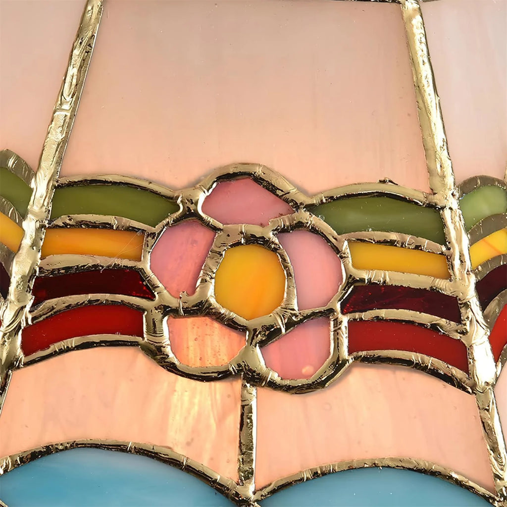 Pendant Light | Stained Glass Floral & Metal Frame