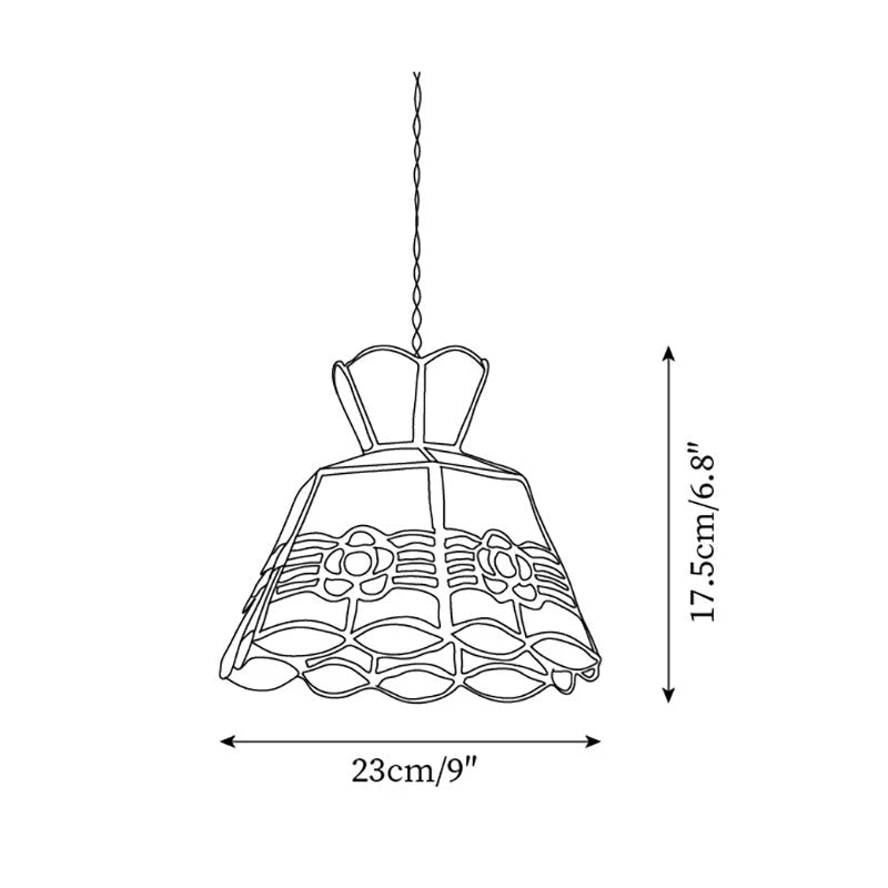 Pendant Light | Stained Glass Floral & Metal Frame