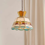 Pendant Light | Stained Glass Floral & Metal Frame
