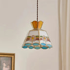 Pendant Light | Stained Glass Floral & Metal Frame