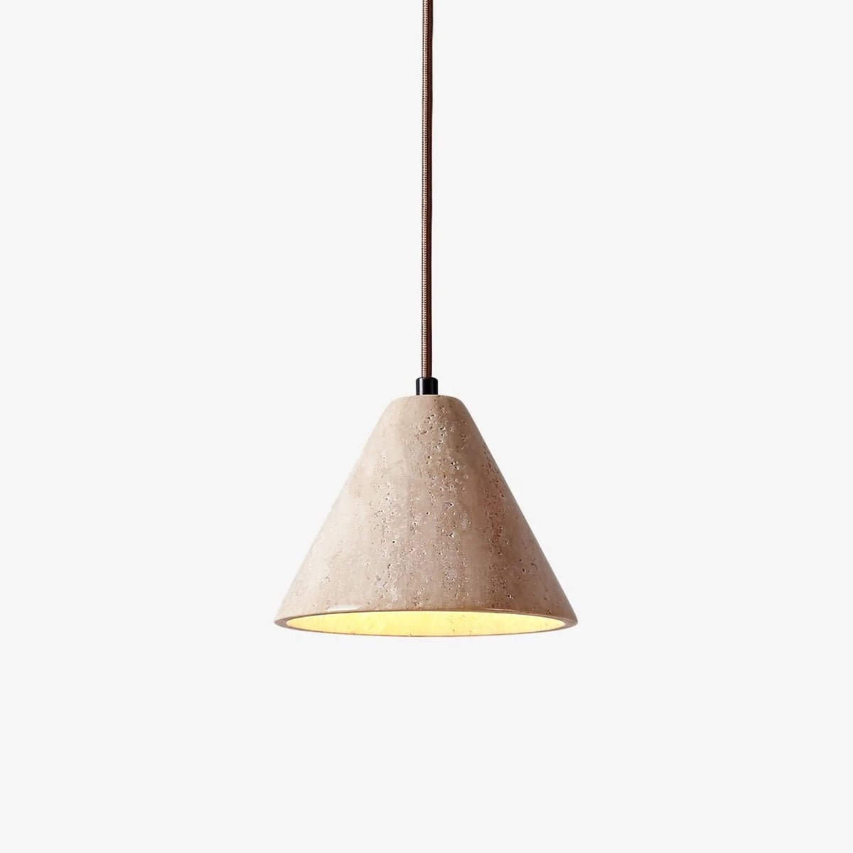 Pendant Light | Tapered Yellow Travertine Shade & Adjustable Height