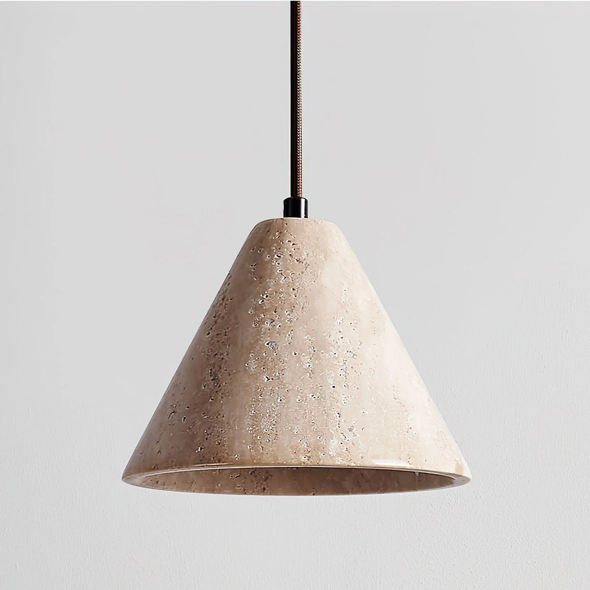 Pendant Light | Tapered Yellow Travertine Shade & Adjustable Height