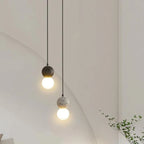 Pendant Light | Travertine & Acrylic Double Globe | Warm LED