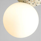 Pendant Light | Travertine & Acrylic Double Globe | Warm LED