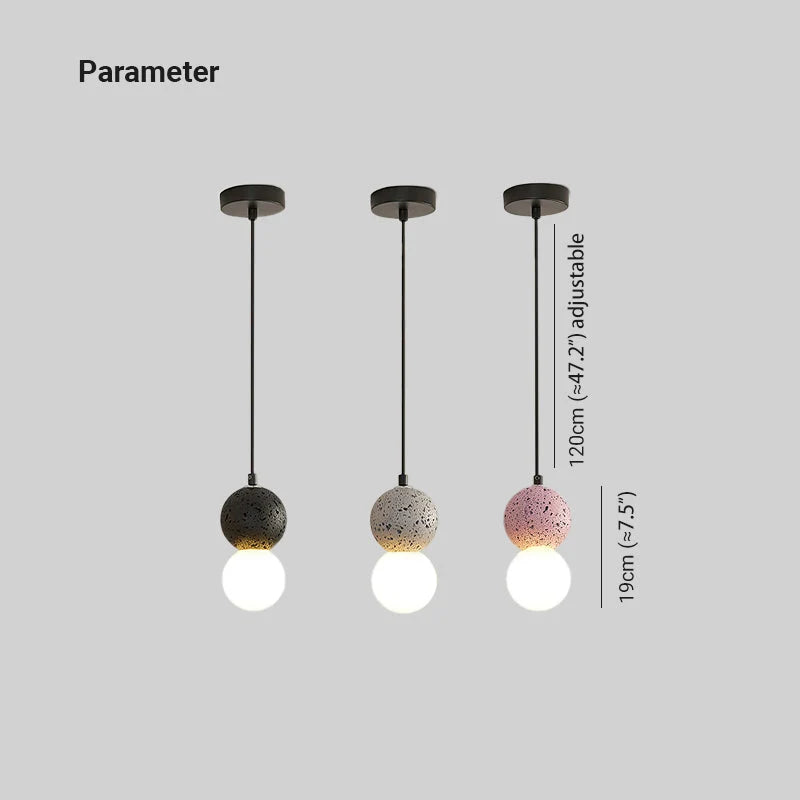 Pendant Light | Travertine & Acrylic Double Globe | Warm LED