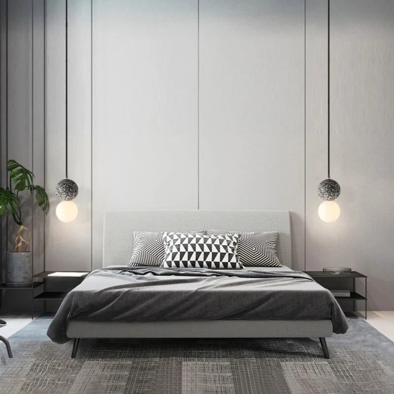 Pendant Light | Travertine & Acrylic Double Globe | Warm LED