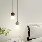 Pendant Light | Travertine & Acrylic Double Globe | Warm LED