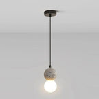 Pendant Light | Travertine & Acrylic Double Globe | Warm LED