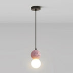 Pendant Light | Travertine & Acrylic Double Globe | Warm LED
