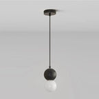 Pendant Light | Travertine & Acrylic Double Globe | Warm LED