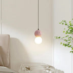 Pendant Light | Travertine & Acrylic Double Globe | Warm LED
