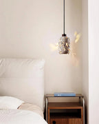 Pendant Light | Travertine Shade & Walnut Wood | Dimmer Compatible