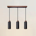 Pendant Light | Travertine & Wood Shade | 59 in Adjustable Cord