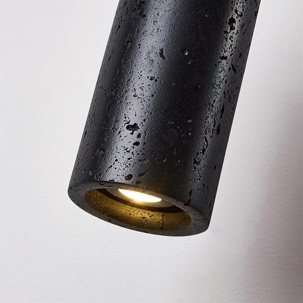 Pendant Light | Travertine & Wood Shade | 59 in Adjustable Cord
