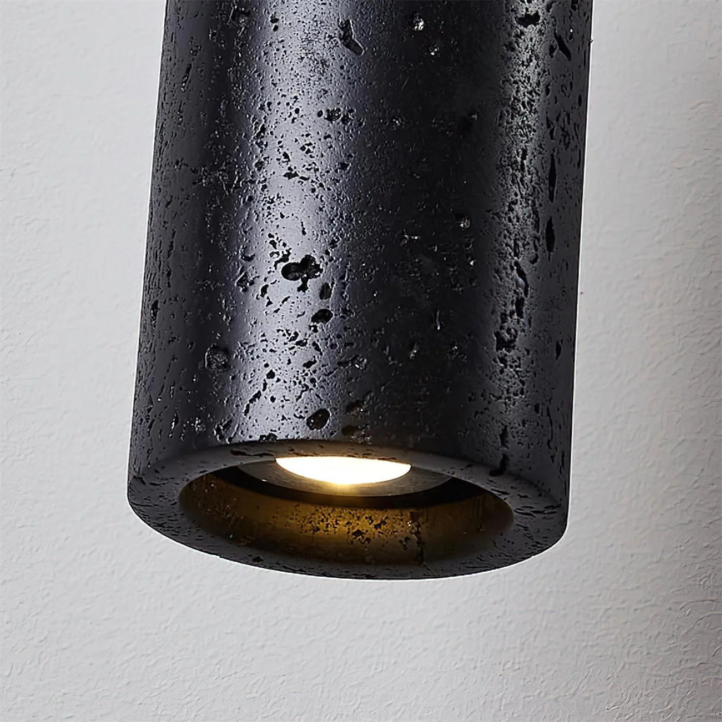 Pendant Light | Travertine & Wood Shade | 59 in Adjustable Cord