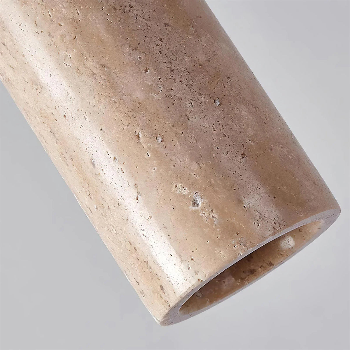 Pendant Light | Travertine & Wood Shade | 59 in Adjustable Cord