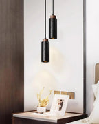 Pendant Light | Travertine & Wood Shade | 59 in Adjustable Cord
