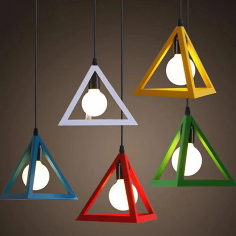 Pendant Light | Vintage-Inspired Metal Pyramid & Warm Glow