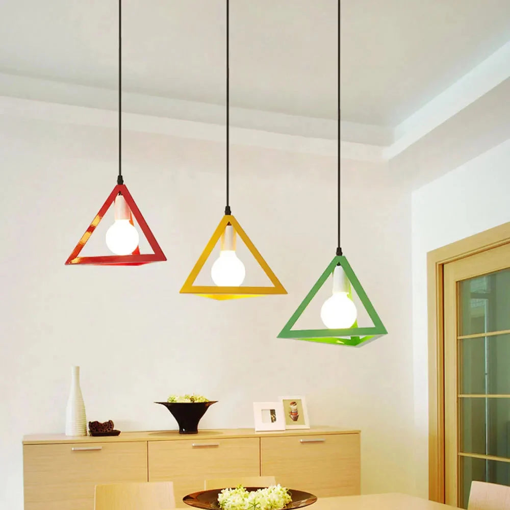 Pendant Light | Vintage-Inspired Metal Pyramid & Warm Glow