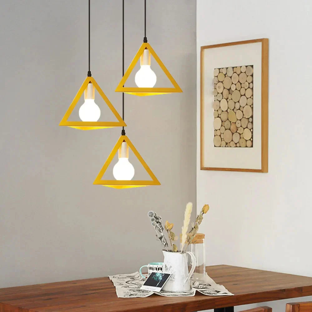 Pendant Light | Vintage-Inspired Metal Pyramid & Warm Glow