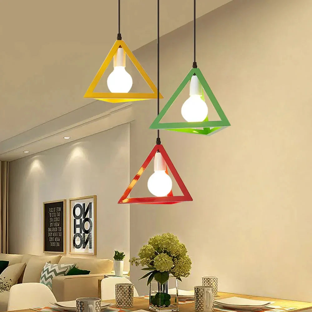 Pendant Light | Vintage-Inspired Metal Pyramid & Warm Glow