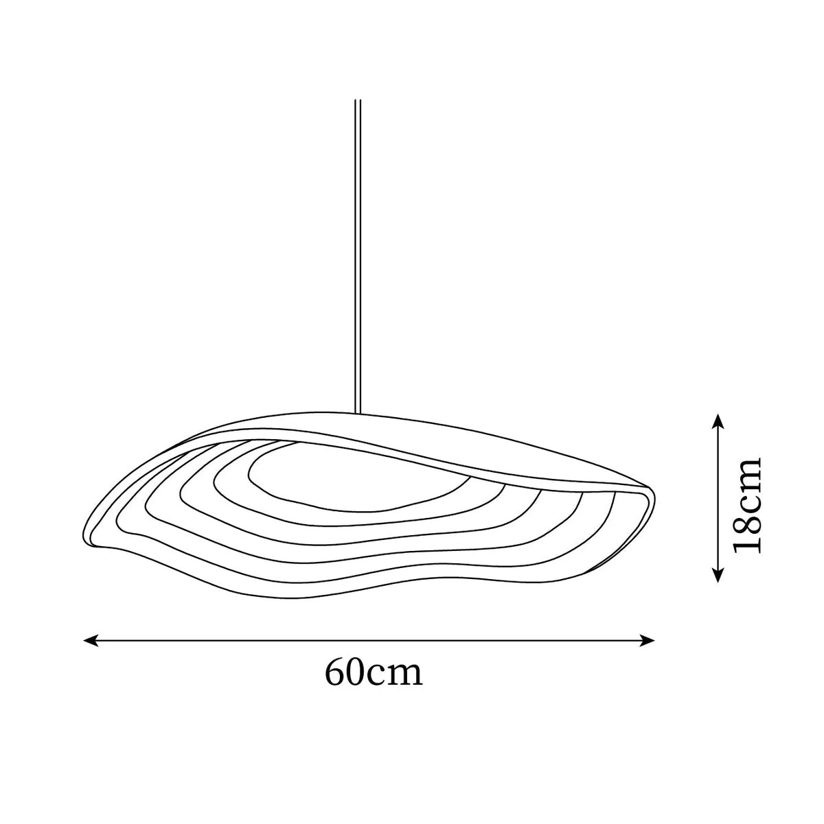 Pendant Light | Wave Resin Shade & Integrated LED | Dia 24/40/60 cm