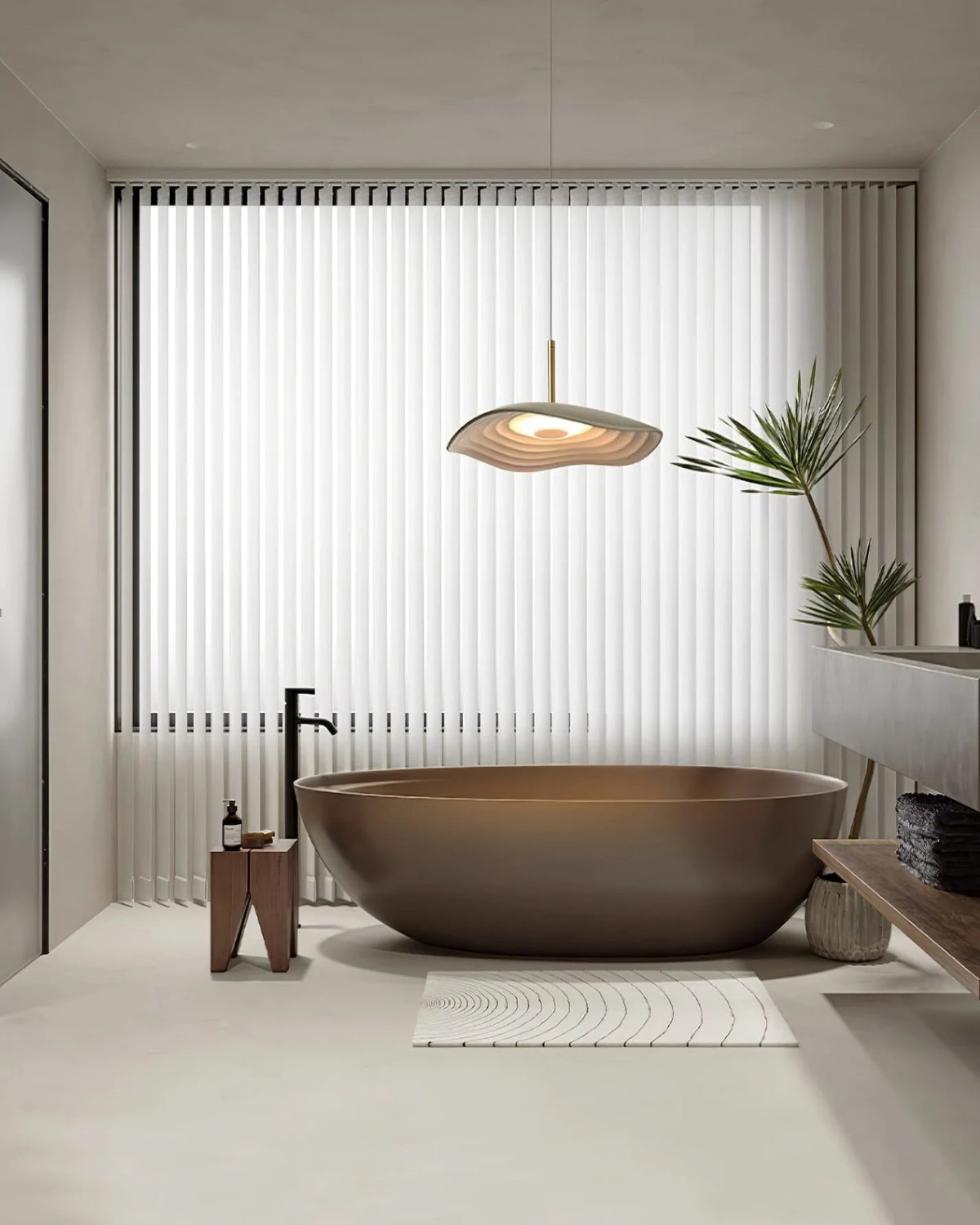 Pendant Light | Wave Resin Shade & Integrated LED | Dia 24/40/60 cm