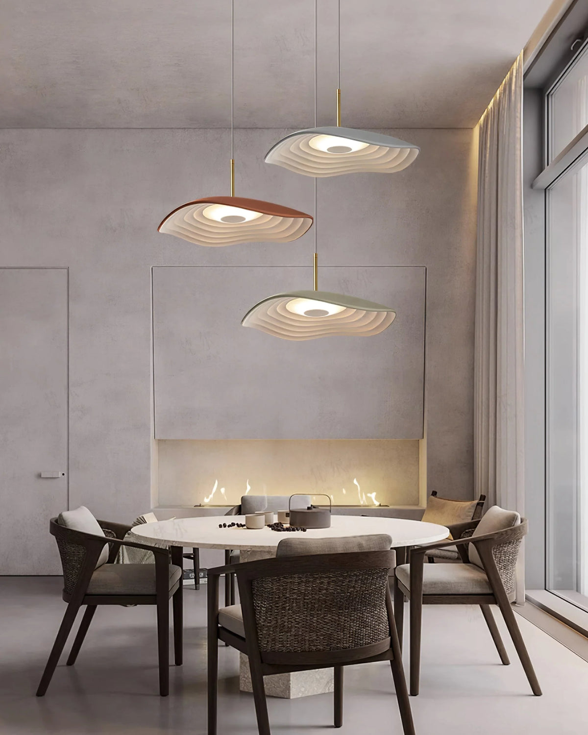 Pendant Light | Wave Resin Shade & Integrated LED | Dia 24/40/60 cm