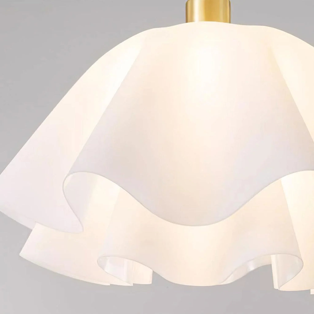 Pendant Light | White Plastic Shade & Brass Finish | Dia 30 & 40 cm