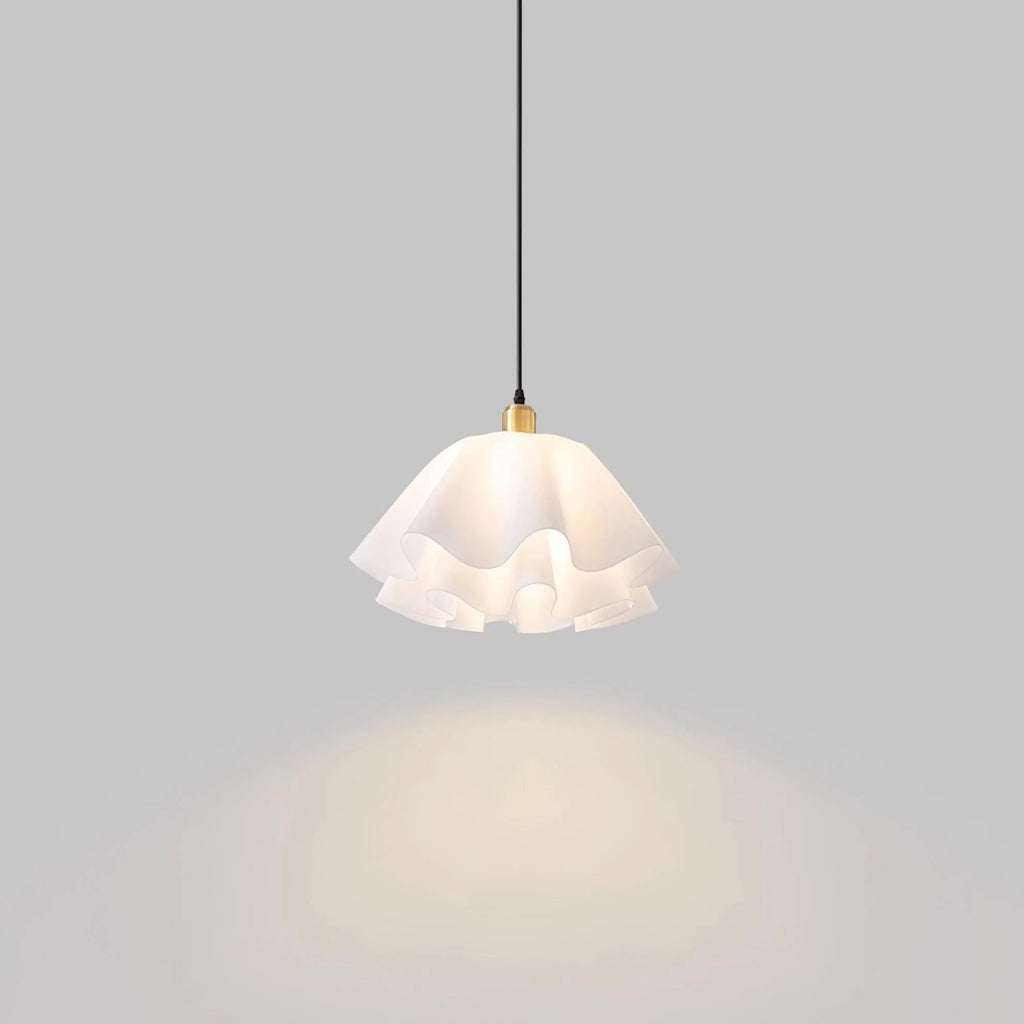 Pendant Light | White Plastic Shade & Brass Finish | Dia 30 & 40 cm