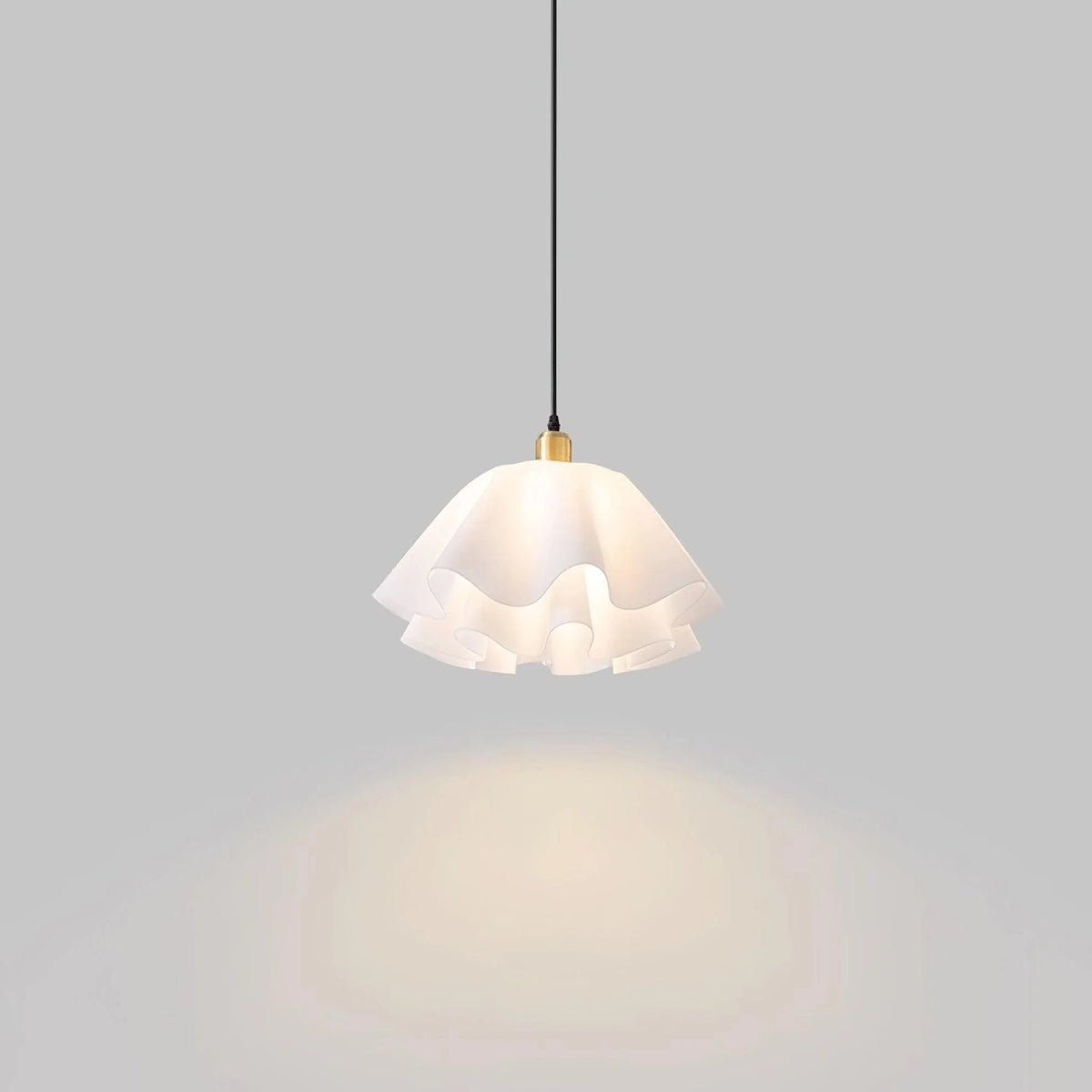 Pendant Light | White Plastic Shade & Brass Finish | Dia 30 & 40 cm