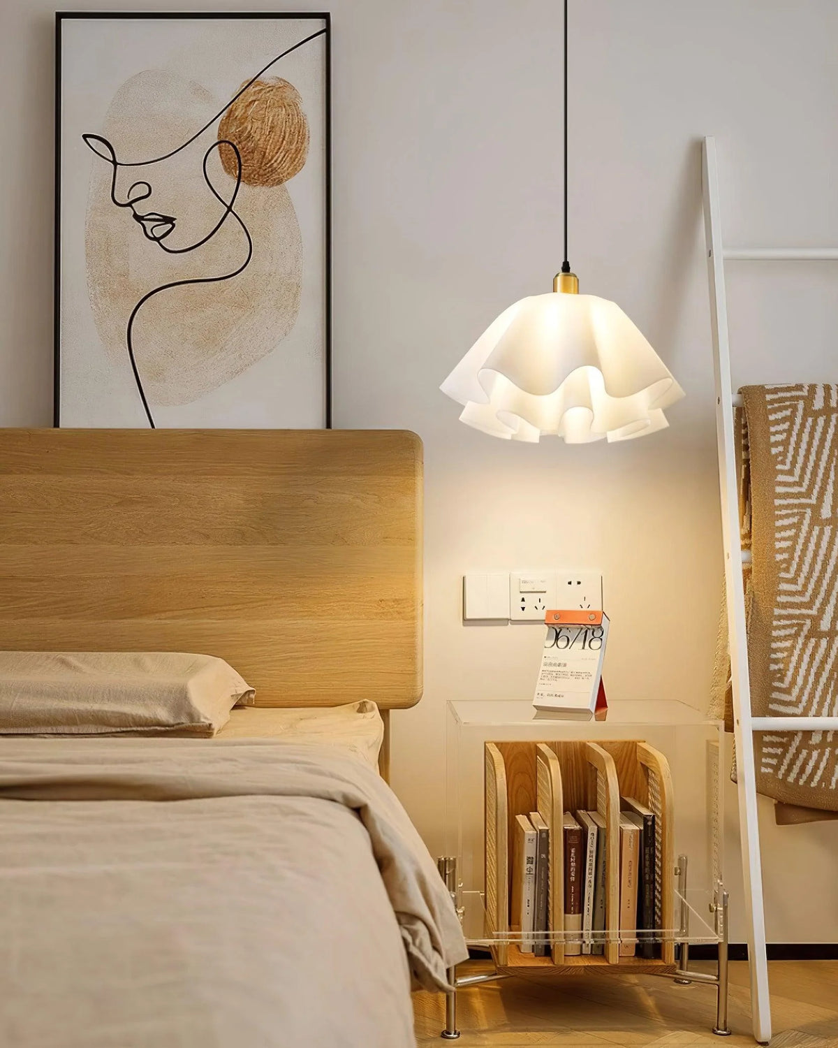 Pendant Light | White Plastic Shade & Brass Finish | Dia 30 & 40 cm