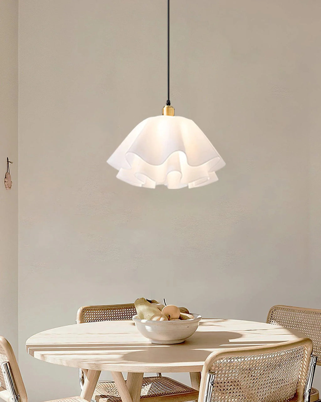 Pendant Light | White Plastic Shade & Brass Finish | Dia 30 & 40 cm