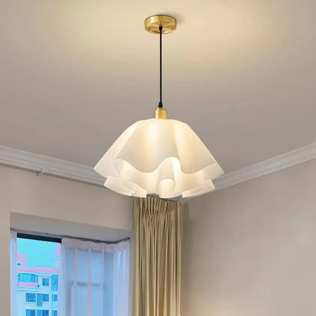 Pendant Light | White Plastic Shade & Brass Finish | Dia 30 & 40 cm