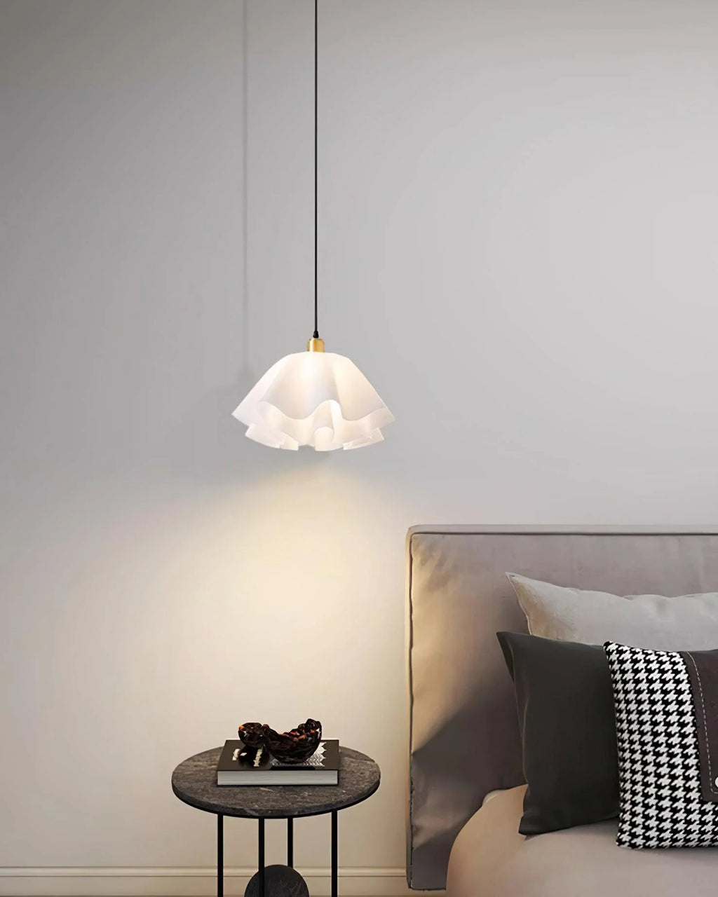 Pendant Light | White Plastic Shade & Brass Finish | Dia 30 & 40 cm