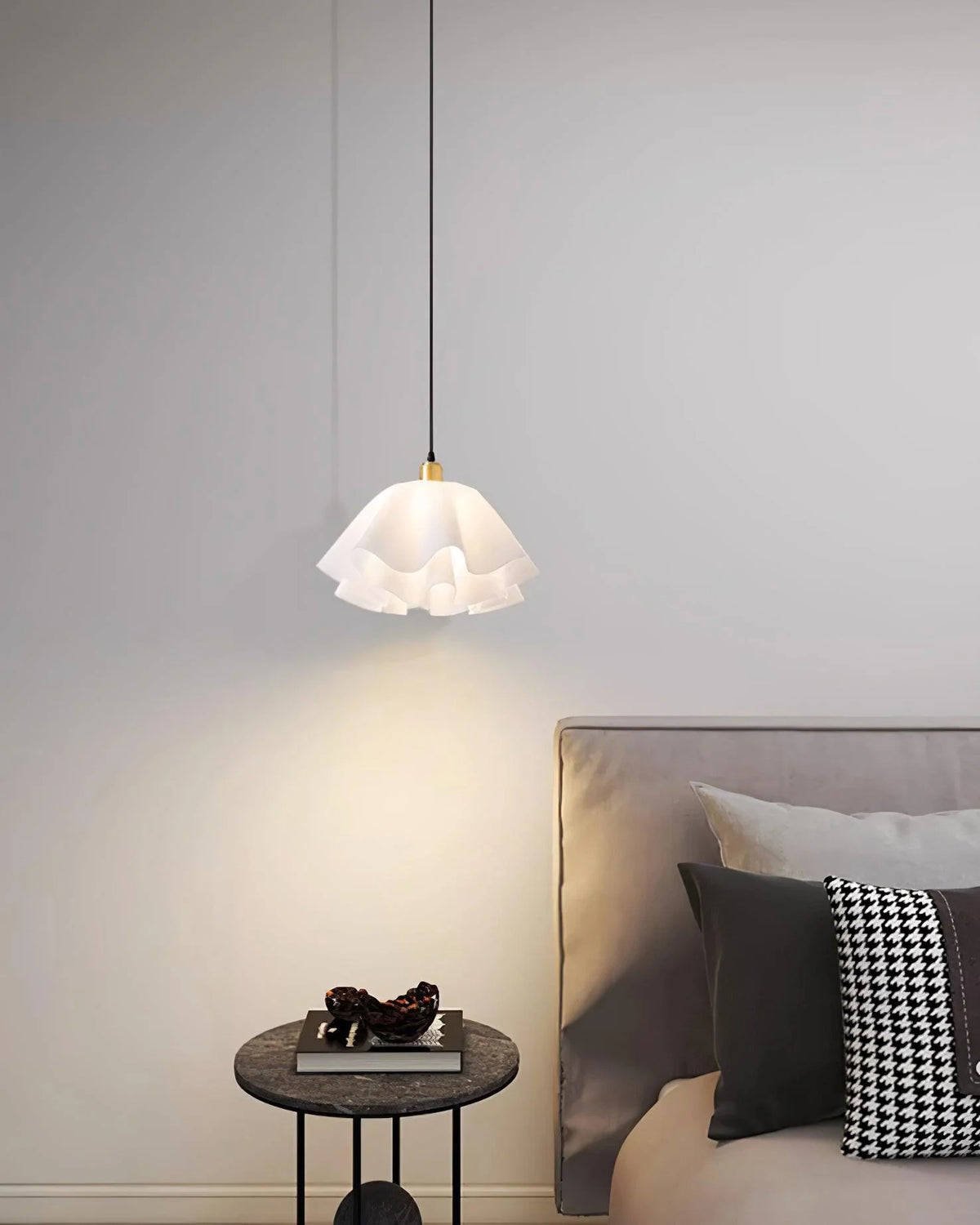 Pendant Light | White Plastic Shade & Brass Finish | Dia 30 & 40 cm