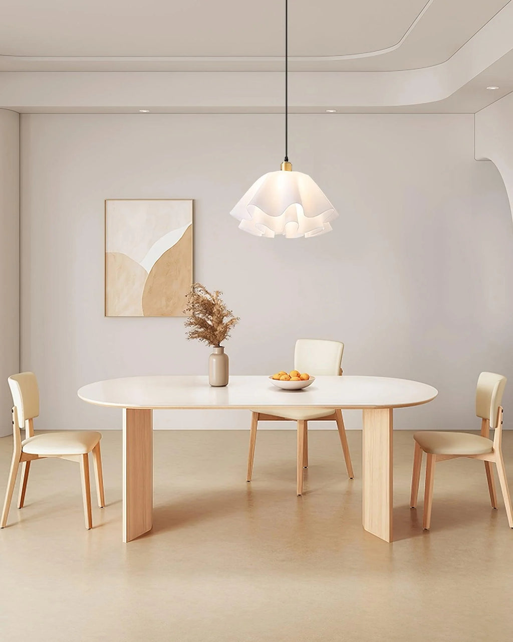 Pendant Light | White Plastic Shade & Brass Finish | Dia 30 & 40 cm