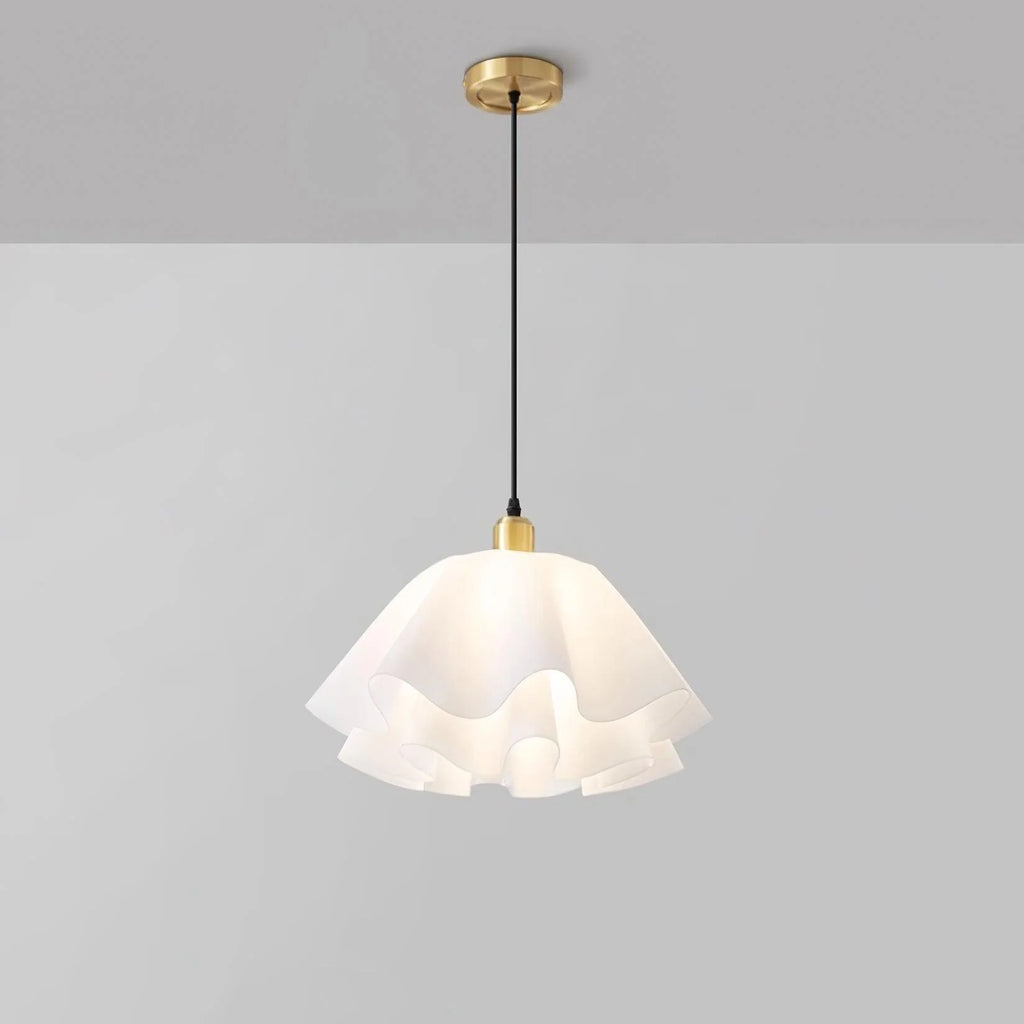 Pendant Light | White Plastic Shade & Brass Finish | Dia 30 & 40 cm