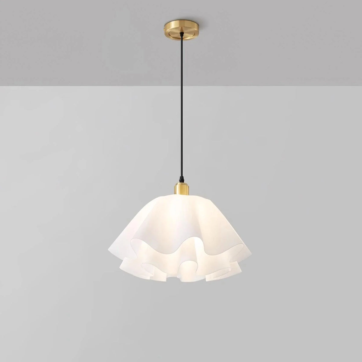 Pendant Light | White Plastic Shade & Brass Finish | Dia 30 & 40 cm