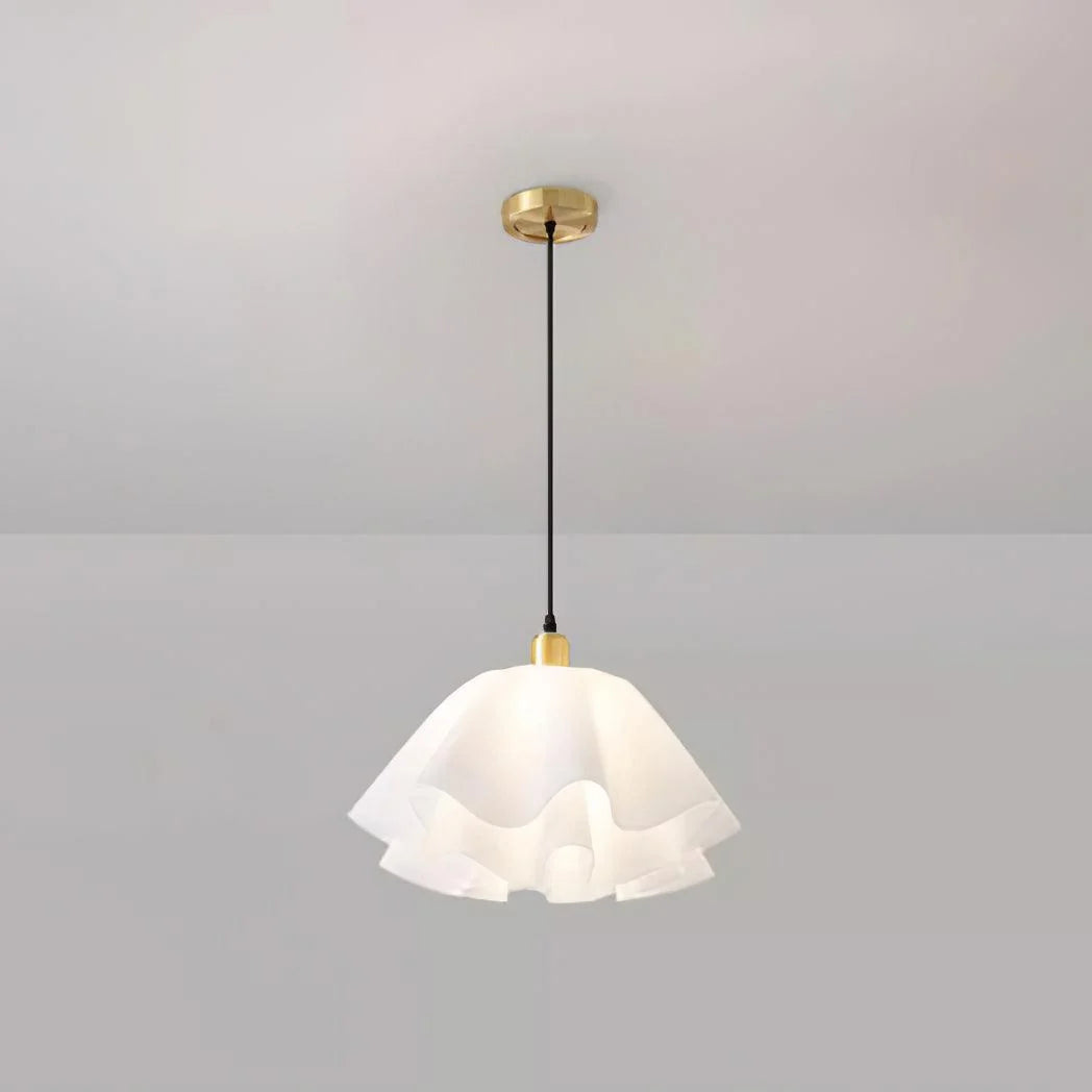 Pendant Light | White Plastic Shade & Brass Finish | Dia 30 & 40 cm