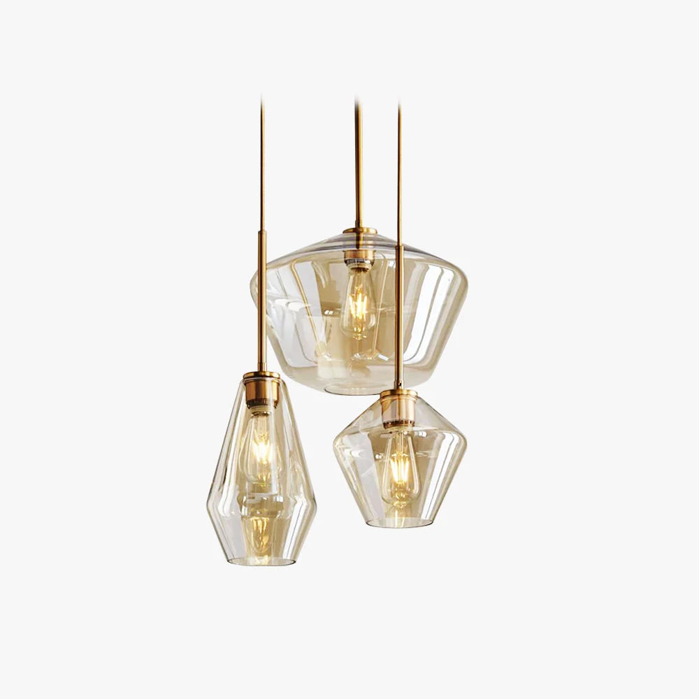 Pendant Light with Diamond-Shaped Glass Shade