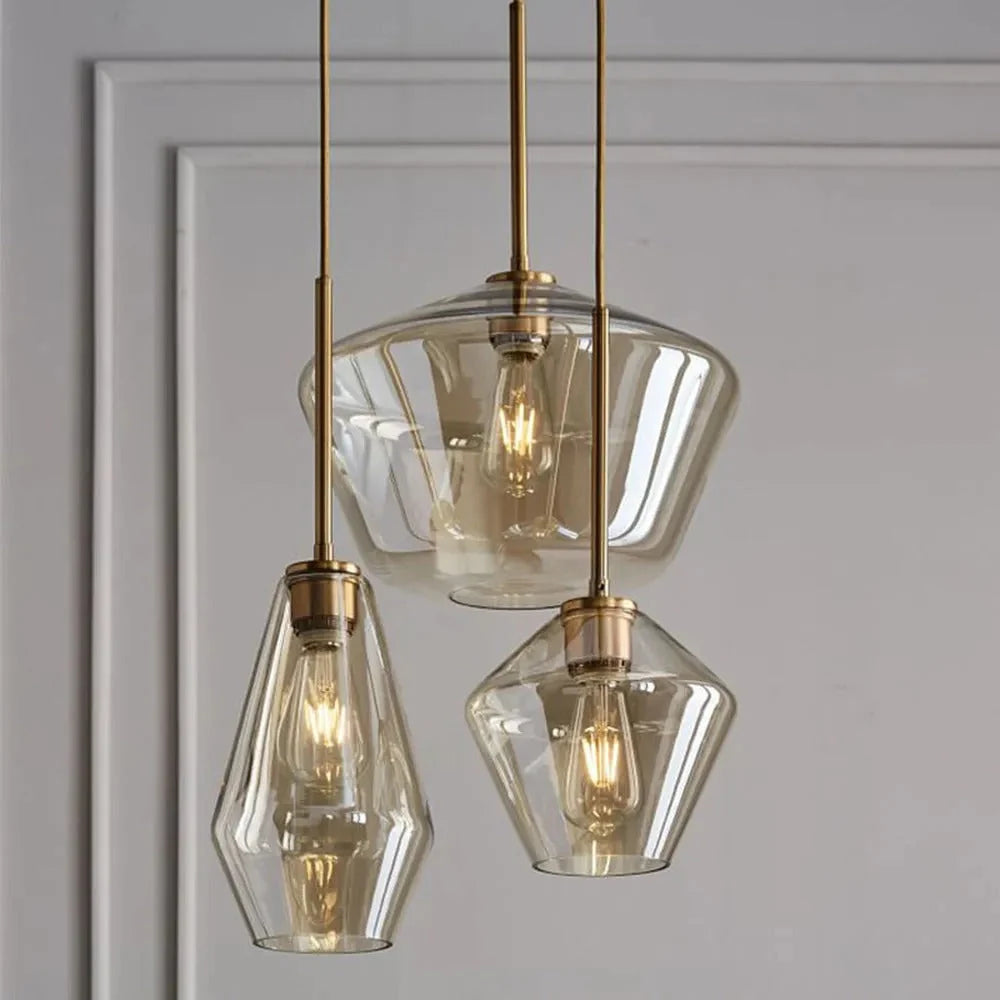 Pendant Light with Diamond-Shaped Glass Shade