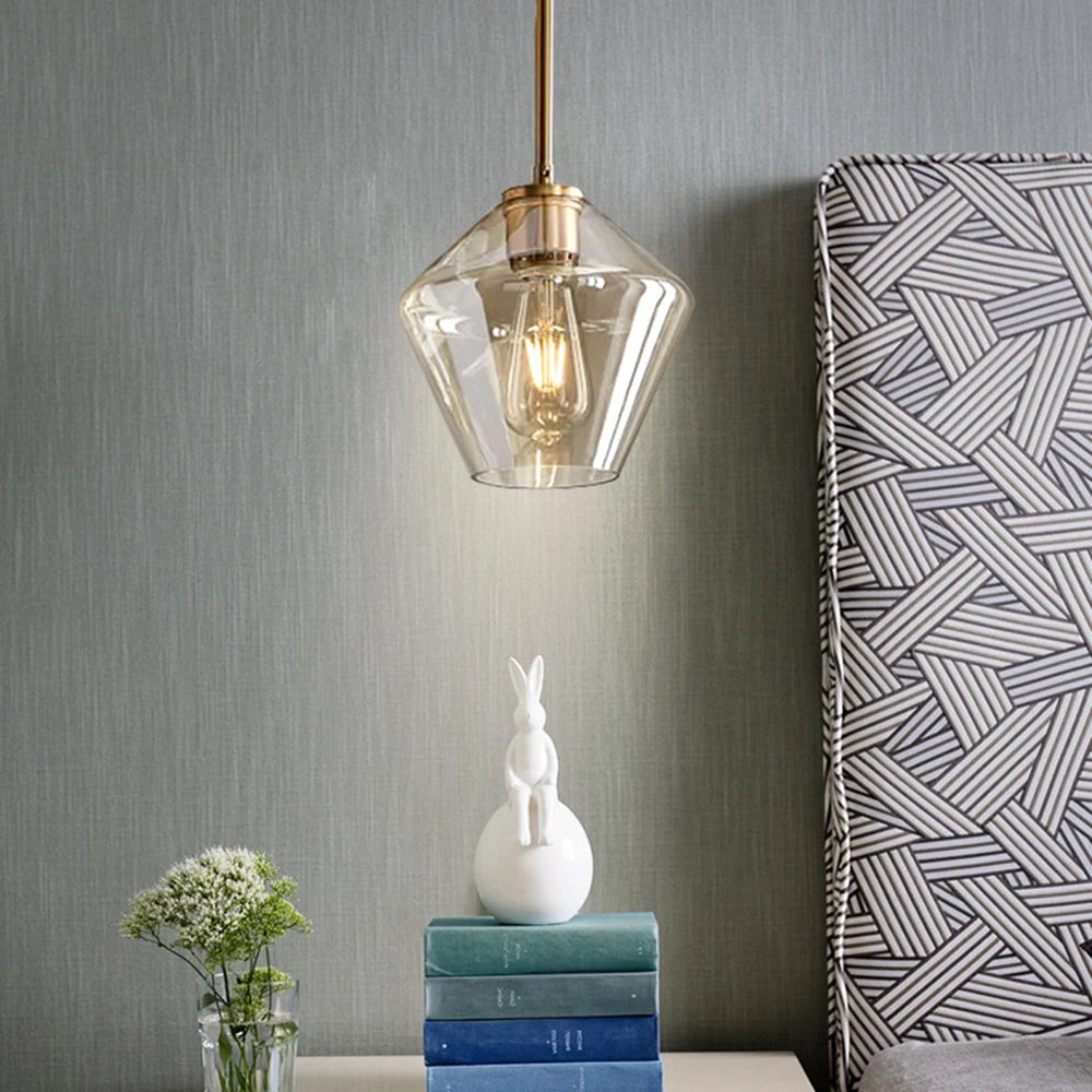 Pendant Light with Diamond-Shaped Glass Shade