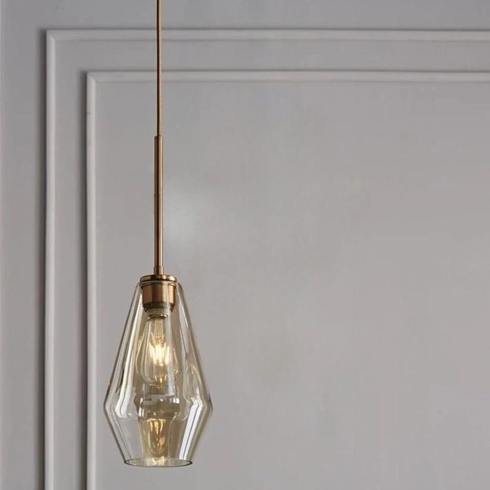 Pendant Light with Diamond-Shaped Glass Shade