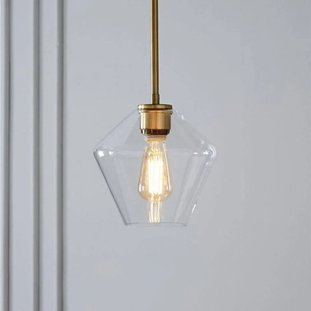 Pendant Light with Diamond-Shaped Glass Shade