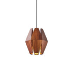 Pendant Light | Wood Geometric Shade & Adjustable Cord | Two Sizes