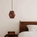 Pendant Light | Wood Geometric Shade & Adjustable Cord | Two Sizes