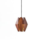 Pendant Light | Wood Geometric Shade & Adjustable Cord | Two Sizes
